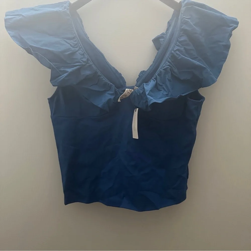 Anthropologie Ruffled Sleeve Top in Blue - Picture 6 of 6